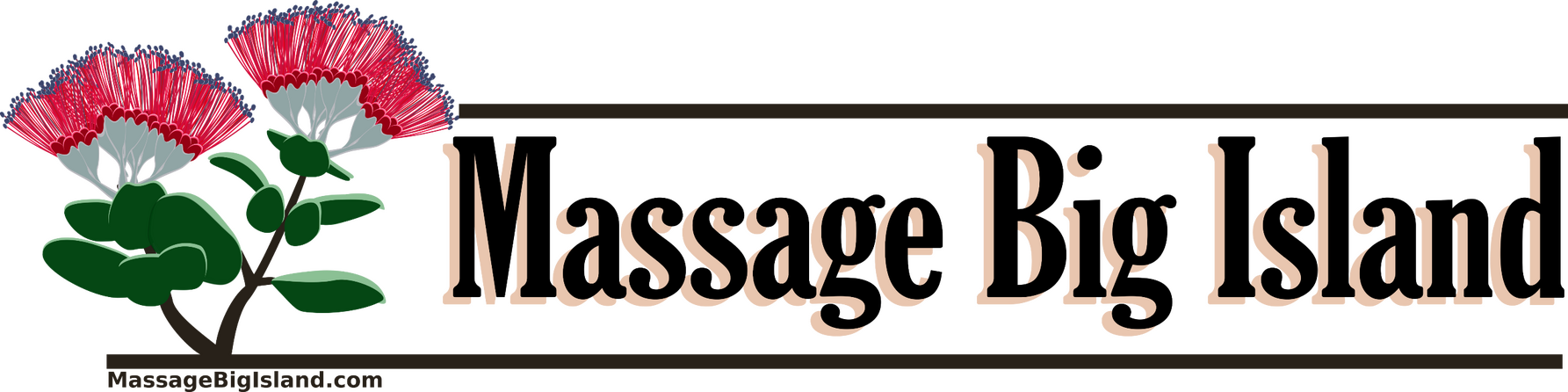 Massage Big Island logo with lehua flower